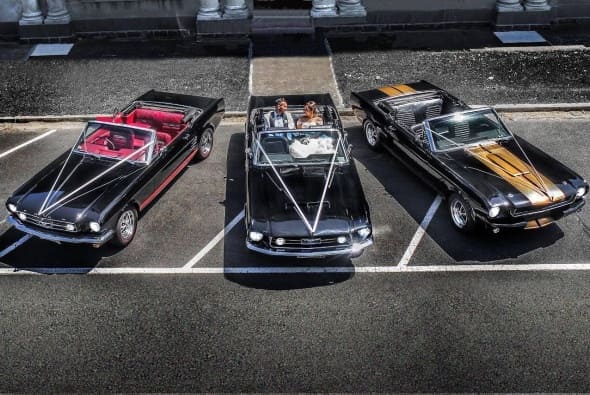 Musgtangs in Black GT Convertible Mustangsat WIlliamstown Historical Musem. Photo by Focus FIlm.