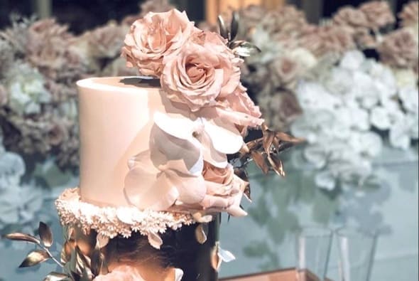 Pink and Gold Wedding Cake