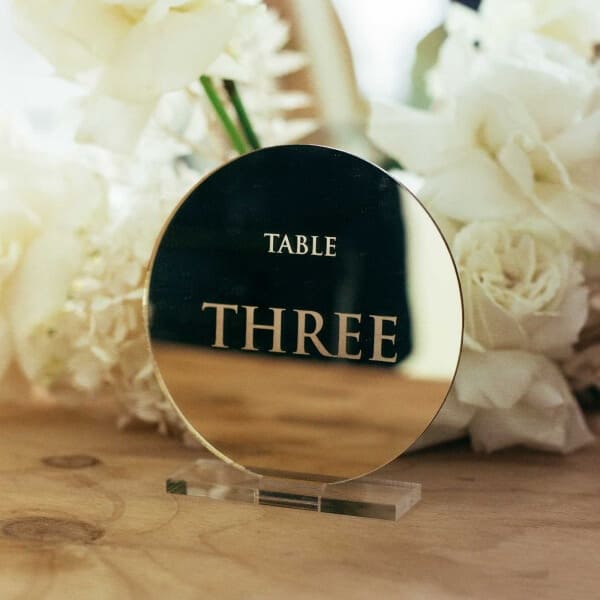 Mirror Gold Round Table Number