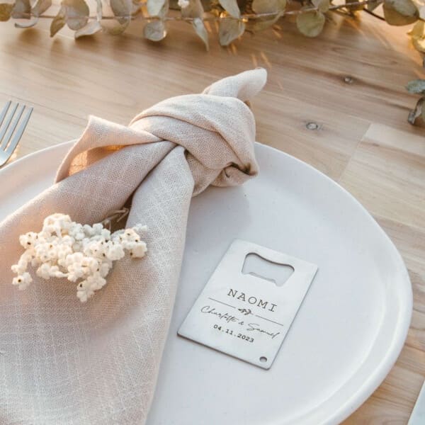 Engraved Wedding Credit Card Bottle Opener