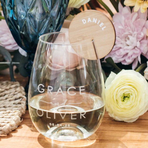 Engraved Stemless Wine Glass