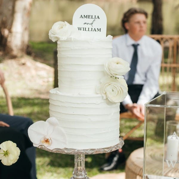 Printed White Acrylic Wedding Arch Cake Topper