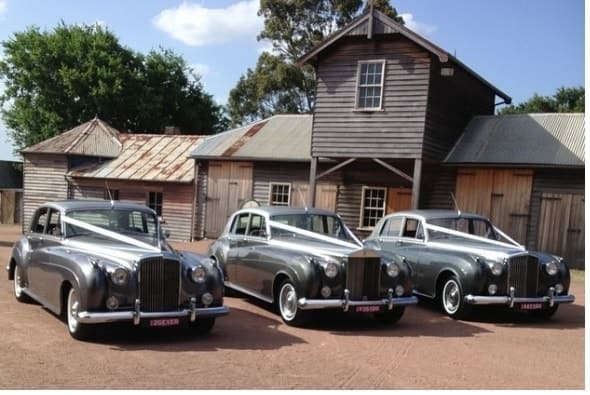 Front & centre is one of our Rolls Royce Silver Clouds flanked on either side by 2 of our classic Bentley S Models.