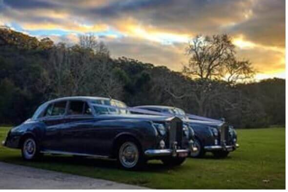 At sunset an amazing setting for our 2 Rolls Royce Silver Clouds
