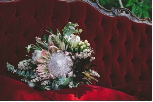 Antique lounge with bouquet