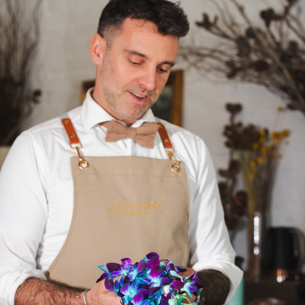 Bartender and garnishes