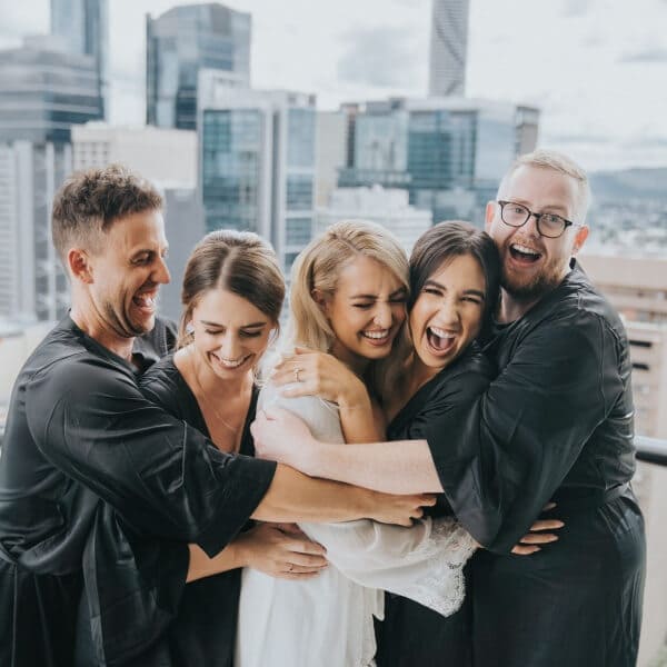 Kayla with her bridesmaids + bridesmen!