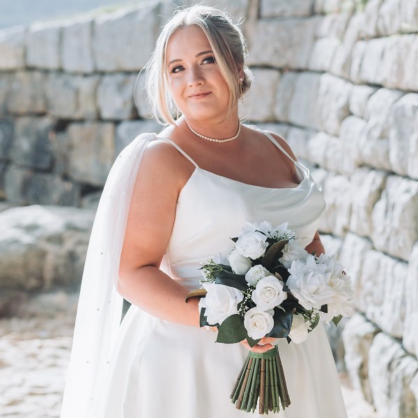 White real touch roses