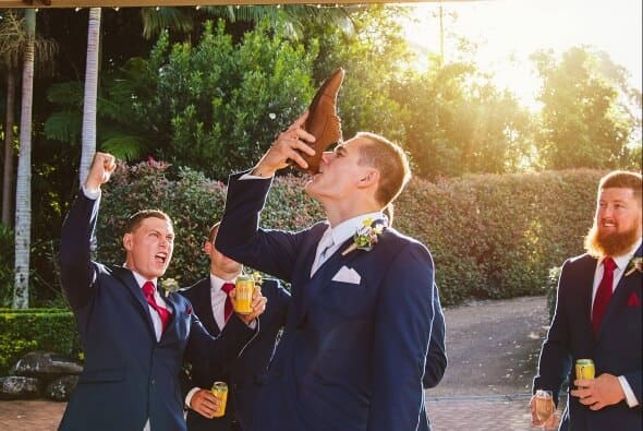 Trent loves to enjoy a beer out of his groomsmen's sweaty shoe!!