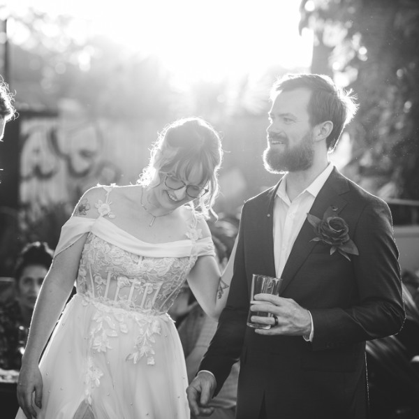 black and white bride and groom