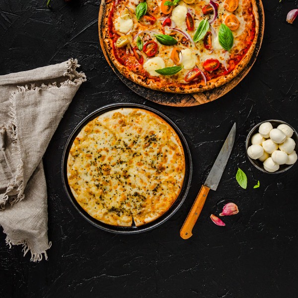 Garlic Cheese pizzas make a perfect entree
