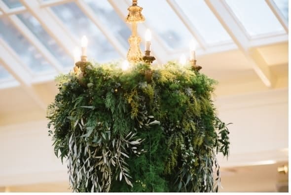 Hanging foliage chandelier