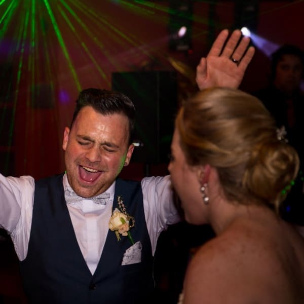 The groom sings for joy