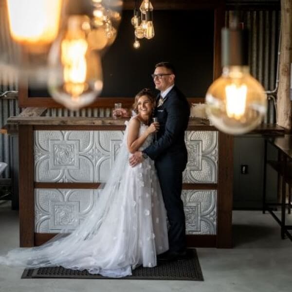 outdoor wedding in barn bar
