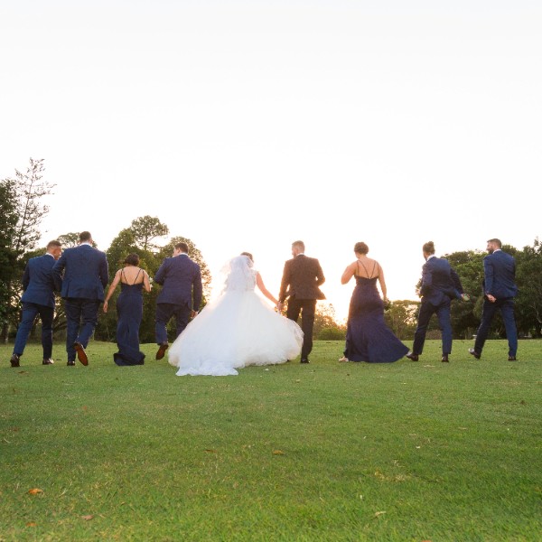 On course bridal party photos