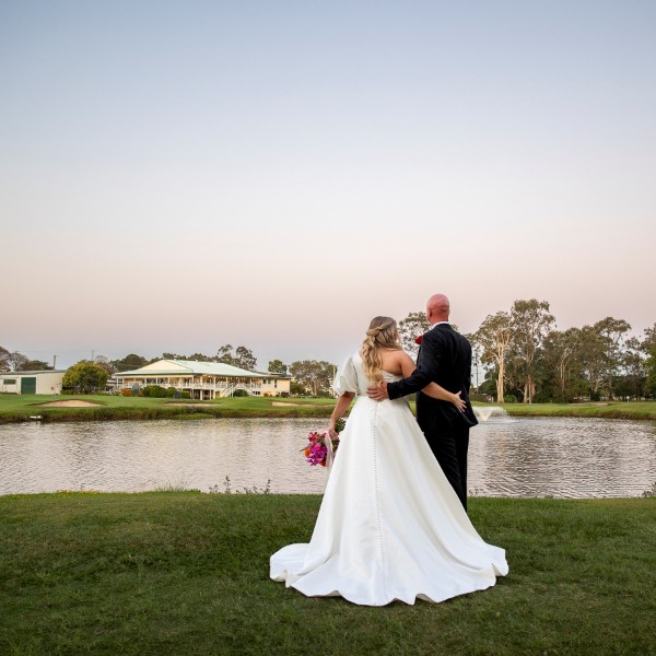 Overlooking the lake at sunset