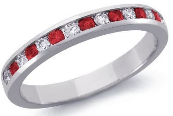 Custom made wedding rings with any coloured gem stones
